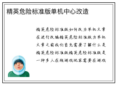 精英危险标准版单机中心改造